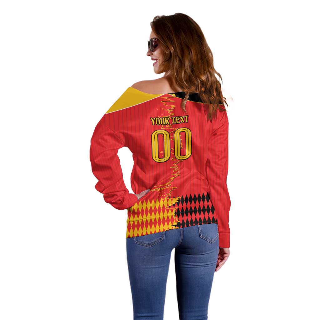 Custom Albania Montenegro Cultural Half Flag Off Shoulder Sweater Scratch Style