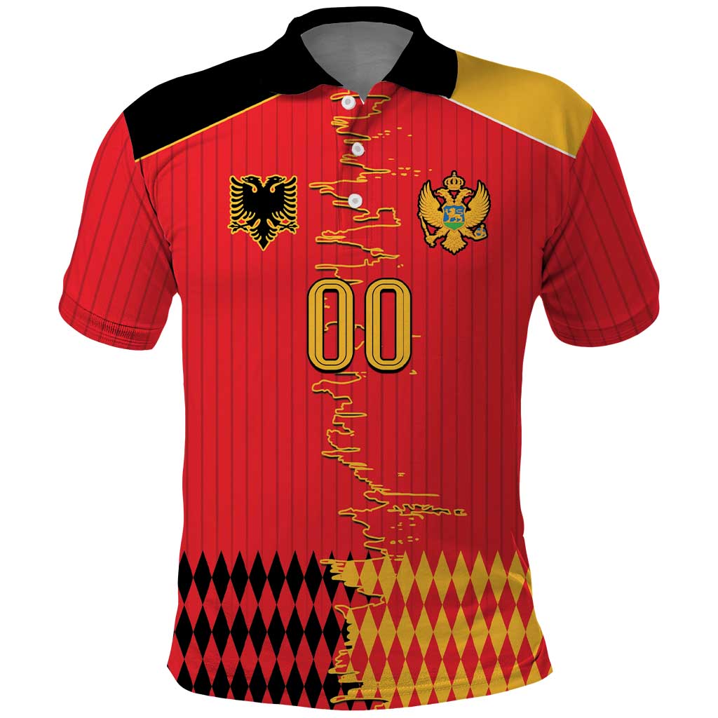 Custom Albania Montenegro Cultural Half Flag Polo Shirt Scratch Style