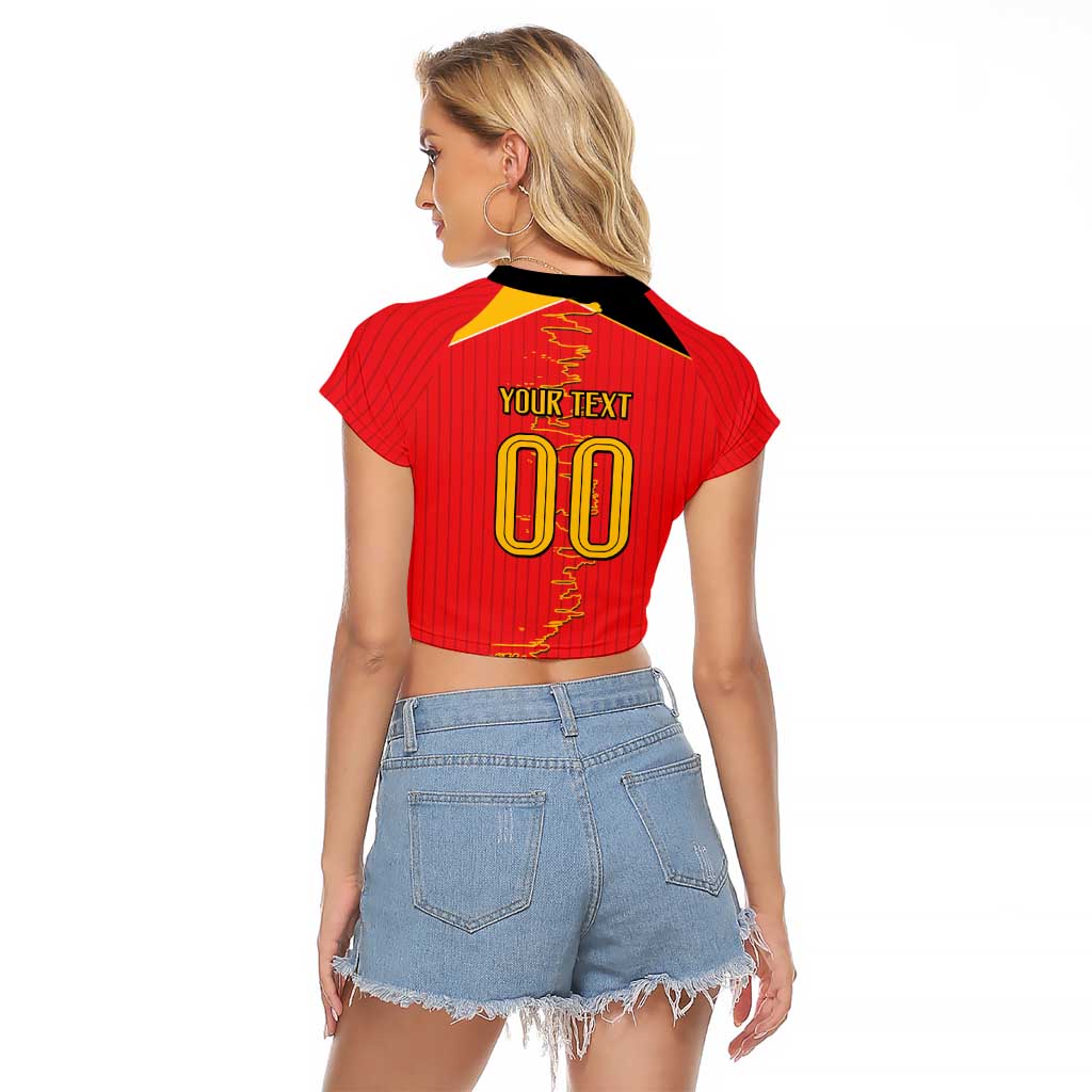 Custom Albania Montenegro Cultural Half Flag Raglan Cropped T Shirt Scratch Style