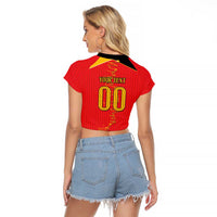 Custom Albania Montenegro Cultural Half Flag Raglan Cropped T Shirt Scratch Style