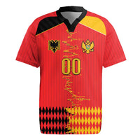 Custom Albania Montenegro Cultural Half Flag Rugby Jersey Scratch Style