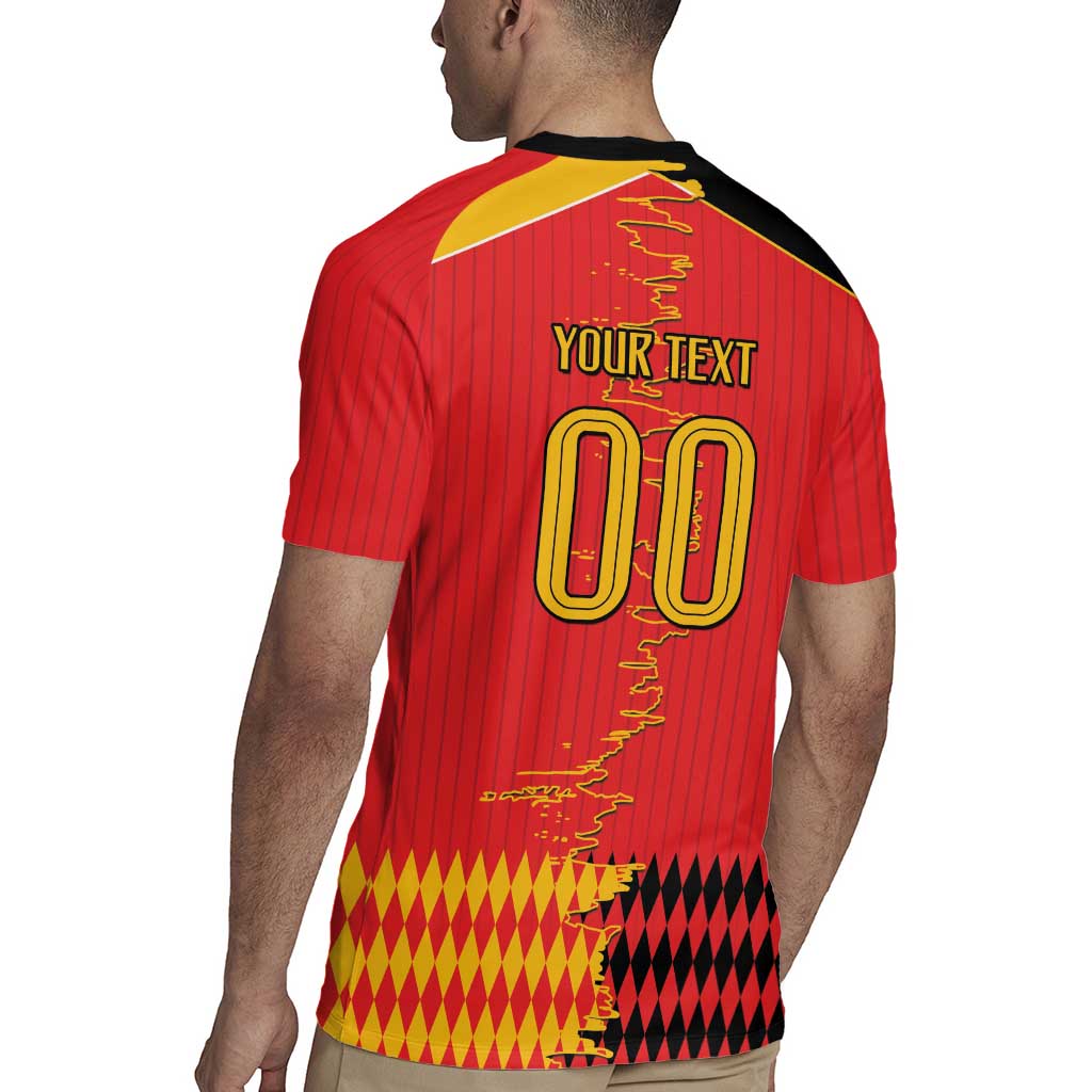 Custom Albania Montenegro Cultural Half Flag Rugby Jersey Scratch Style