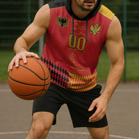 Custom Albania Montenegro Cultural Half Flag Sleeveless Hoodie Scratch Style