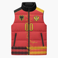 Custom Albania Montenegro Cultural Half Flag Sleeveless Puffer Jacket Scratch Style