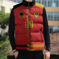 Custom Albania Montenegro Cultural Half Flag Sleeveless Puffer Jacket Scratch Style