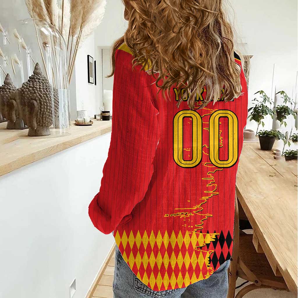 Custom Albania Montenegro Cultural Half Flag Women Casual Shirt Scratch Style