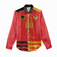 Custom Albania Montenegro Cultural Half Flag Women Casual Shirt Scratch Style