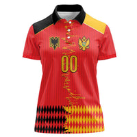 Custom Albania Montenegro Cultural Half Flag Women Polo Shirt Scratch Style