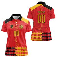 Custom Albania Montenegro Cultural Half Flag Women Polo Shirt Scratch Style