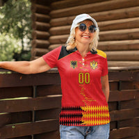 Custom Albania Montenegro Cultural Half Flag Women Polo Shirt Scratch Style