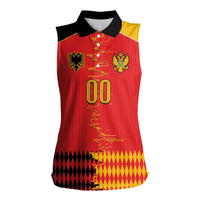 Custom Albania Montenegro Cultural Half Flag Women Sleeveless Polo Shirt Scratch Style