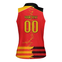 Custom Albania Montenegro Cultural Half Flag Women Sleeveless Polo Shirt Scratch Style