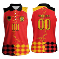 Custom Albania Montenegro Cultural Half Flag Women Sleeveless Polo Shirt Scratch Style