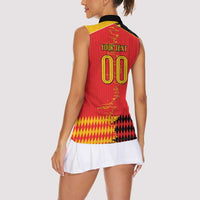 Custom Albania Montenegro Cultural Half Flag Women Sleeveless Polo Shirt Scratch Style