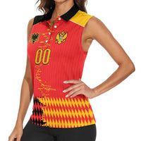 Custom Albania Montenegro Cultural Half Flag Women Sleeveless Polo Shirt Scratch Style
