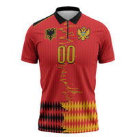 Custom Albania Montenegro Cultural Half Flag Zipper Polo Shirt Scratch Style