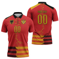 Custom Albania Montenegro Cultural Half Flag Zipper Polo Shirt Scratch Style