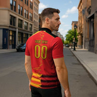 Custom Albania Montenegro Cultural Half Flag Zipper Polo Shirt Scratch Style