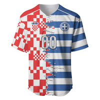 Custom Croatia Greece Cultural Half Flag Baseball Jersey Scratch Style