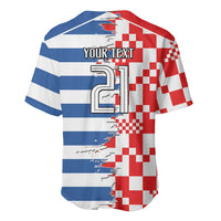 Custom Croatia Greece Cultural Half Flag Baseball Jersey Scratch Style