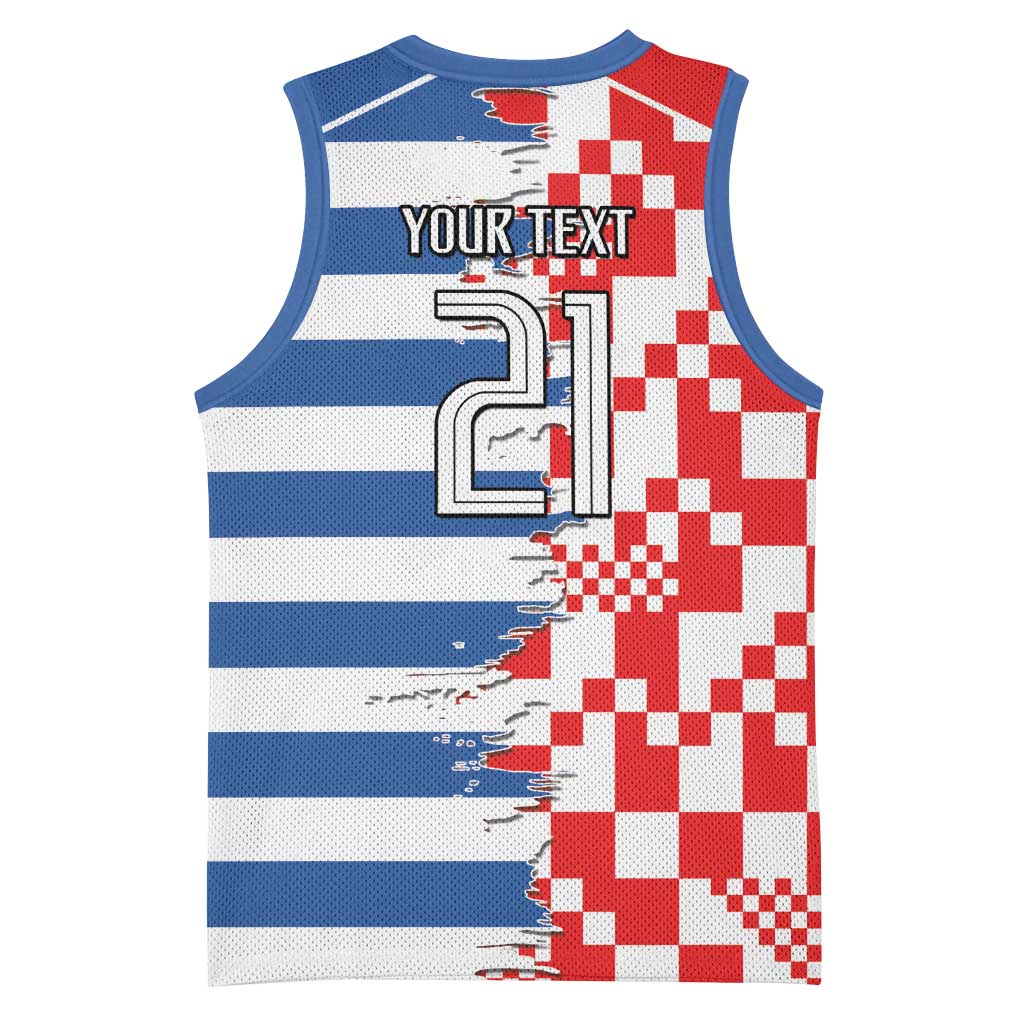 Custom Croatia Greece Cultural Half Flag Basketball Jersey Scratch Style