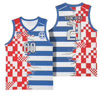 Custom Croatia Greece Cultural Half Flag Basketball Jersey Scratch Style