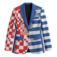 Custom Croatia Greece Cultural Half Flag Blazer Scratch Style