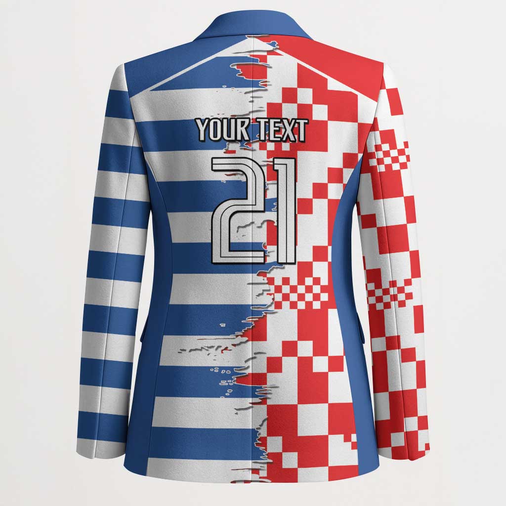 Custom Croatia Greece Cultural Half Flag Blazer Scratch Style