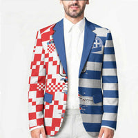 Custom Croatia Greece Cultural Half Flag Blazer Scratch Style