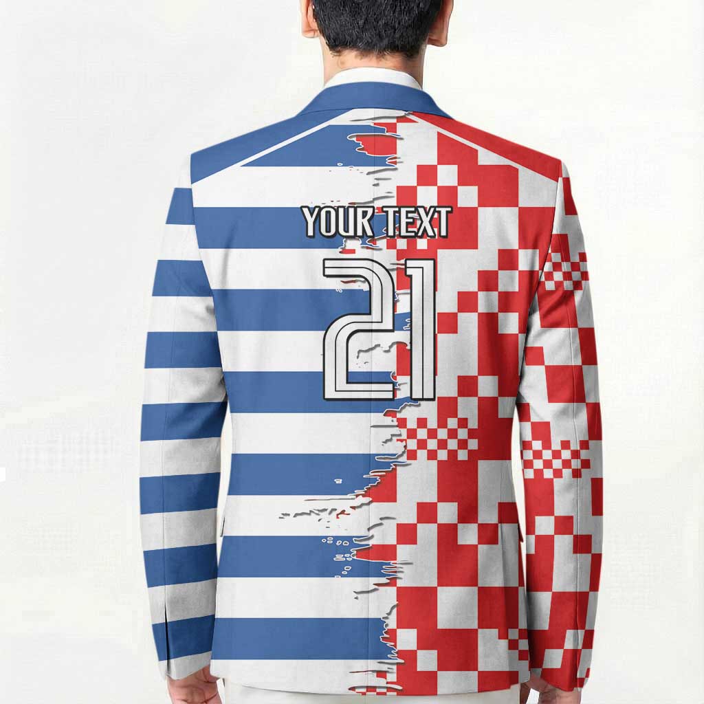 Custom Croatia Greece Cultural Half Flag Blazer Scratch Style