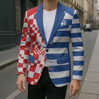 Custom Croatia Greece Cultural Half Flag Blazer Scratch Style