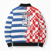 Custom Croatia Greece Cultural Half Flag Bomber Puffer Jacket Scratch Style