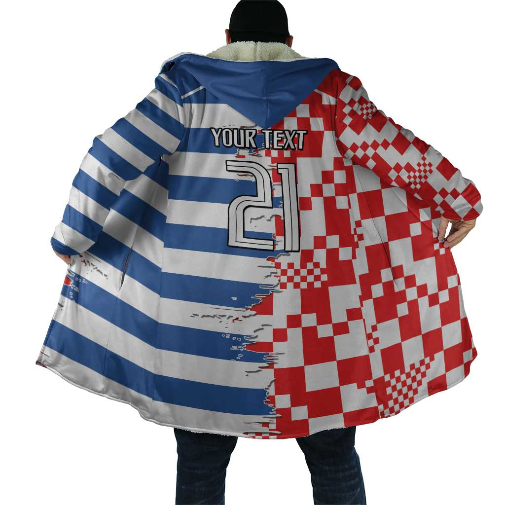 Custom Croatia Greece Cultural Half Flag Cloak Scratch Style