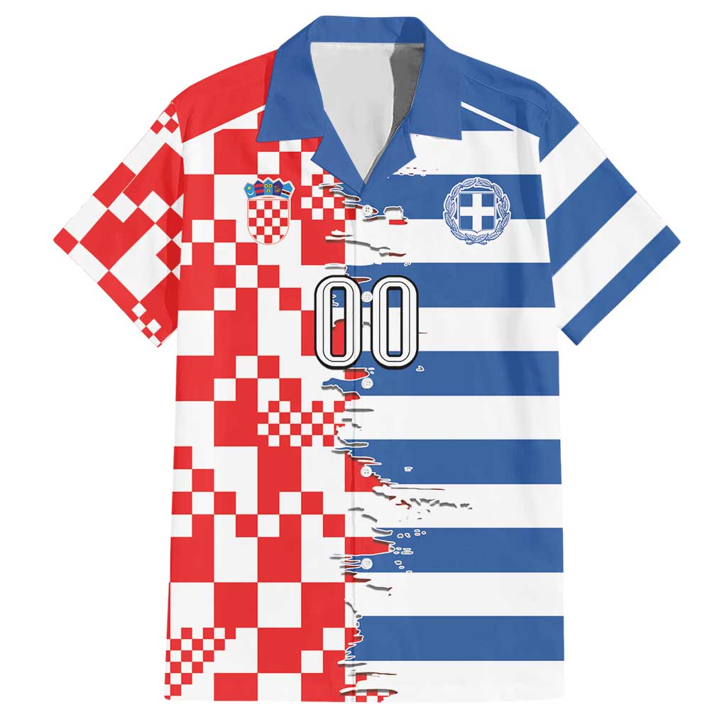 Custom Croatia Greece Cultural Half Flag Hawaiian Shirt Scratch Style