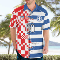 Custom Croatia Greece Cultural Half Flag Hawaiian Shirt Scratch Style