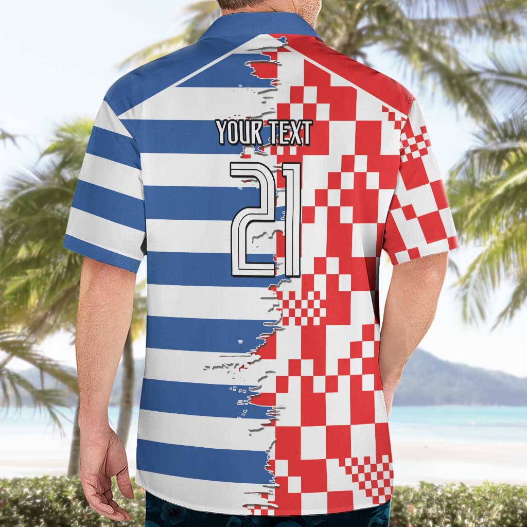 Custom Croatia Greece Cultural Half Flag Hawaiian Shirt Scratch Style