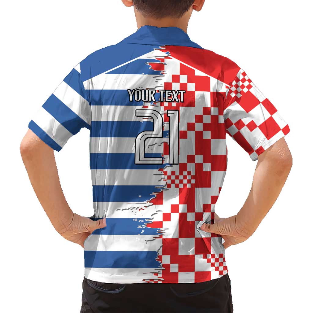 Custom Croatia Greece Cultural Half Flag Hawaiian Shirt Scratch Style
