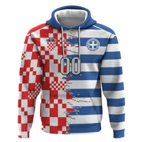 Custom Croatia Greece Cultural Half Flag Hoodie Scratch Style