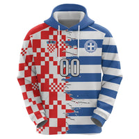 Custom Croatia Greece Cultural Half Flag Hoodie Scratch Style