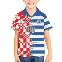 Custom Croatia Greece Cultural Half Flag Kid Hawaiian Shirt Scratch Style