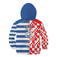 Custom Croatia Greece Cultural Half Flag Kid Hoodie Scratch Style