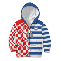 Custom Croatia Greece Cultural Half Flag Kid Hoodie Scratch Style