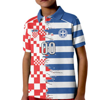 Custom Croatia Greece Cultural Half Flag Kid Polo Shirt Scratch Style