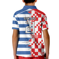 Custom Croatia Greece Cultural Half Flag Kid Polo Shirt Scratch Style