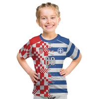 Custom Croatia Greece Cultural Half Flag Kid T Shirt Scratch Style