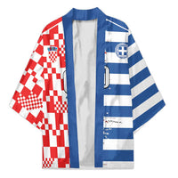 Custom Croatia Greece Cultural Half Flag Kimono Scratch Style