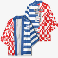 Custom Croatia Greece Cultural Half Flag Kimono Scratch Style