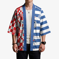 Custom Croatia Greece Cultural Half Flag Kimono Scratch Style