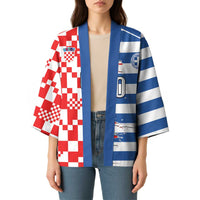 Custom Croatia Greece Cultural Half Flag Kimono Scratch Style
