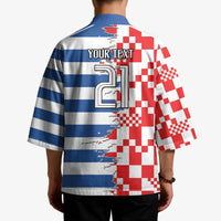 Custom Croatia Greece Cultural Half Flag Kimono Scratch Style
